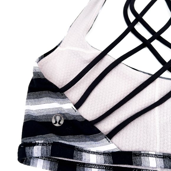 lululemon striped free to be wild sports bra w/cross straps in back - Picture 2 of 7